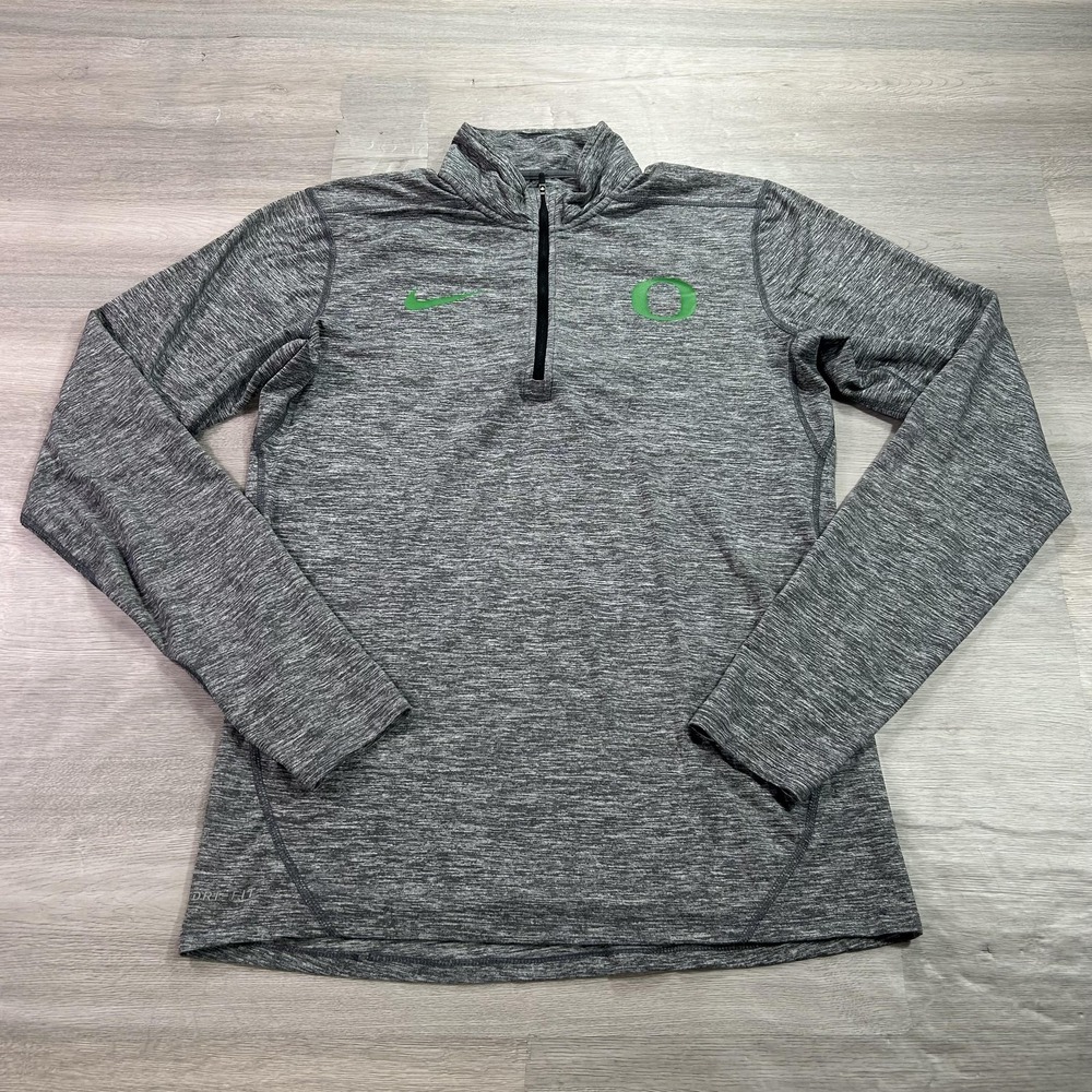 Oregon Ducks Shirt Mens Small‎ Gray NCAA Football Nike Dri Fit Quarter Zip
